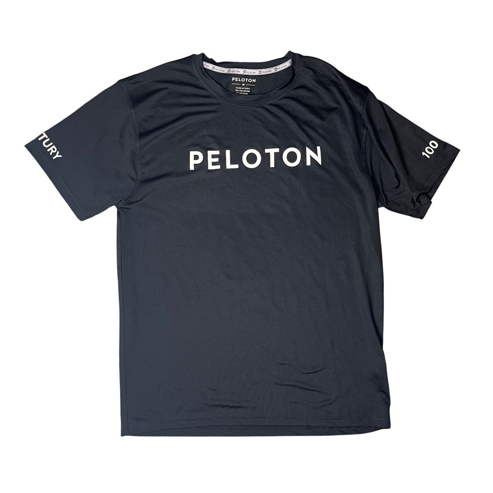 Peloton Century Club Shirt Mens M Black Short Sleeve 100 Rides Performance Tee